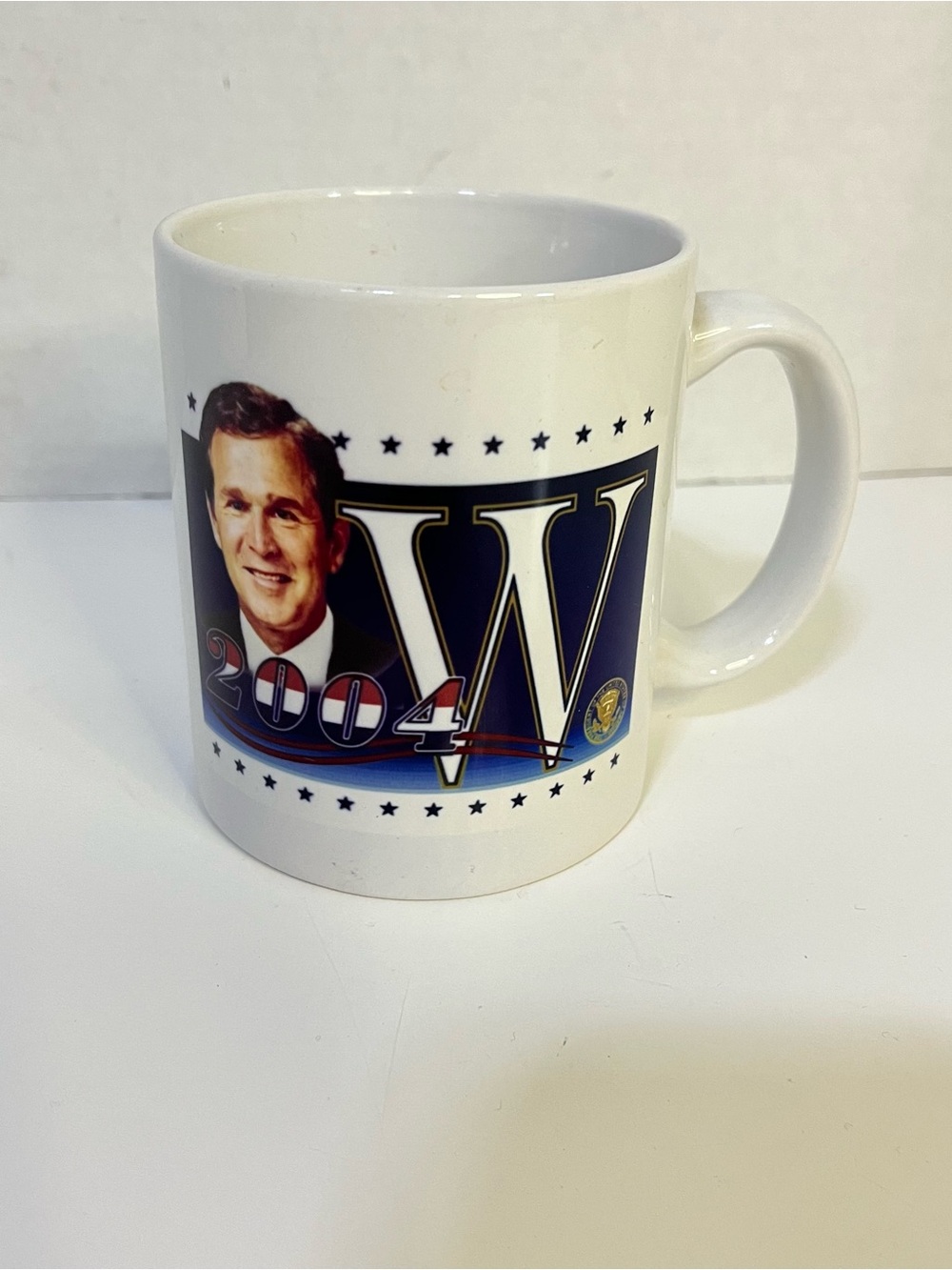 2004 “W” Bush White Ceramic Mug